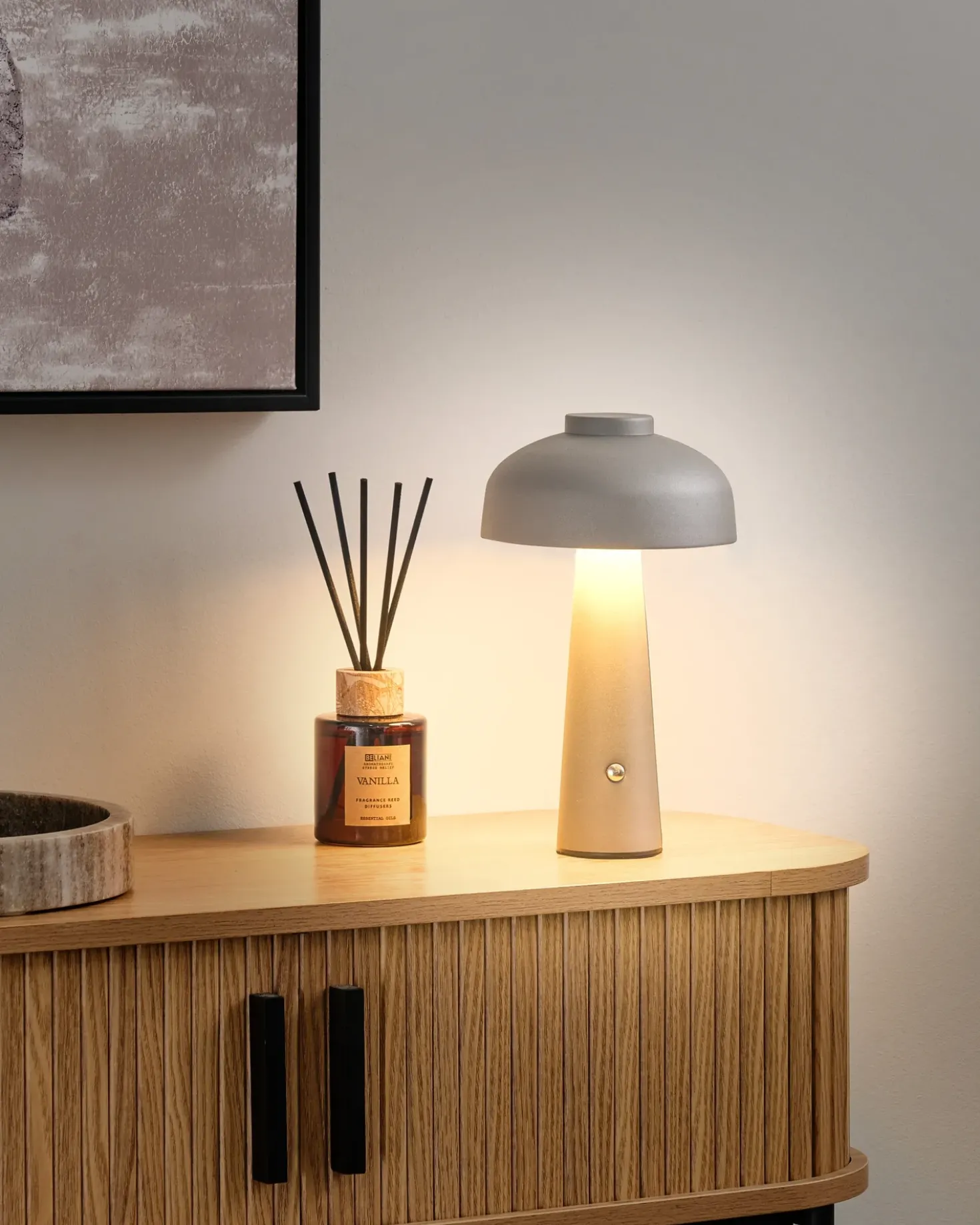 Lampada da tavolo senza fili a LED AGUSAN con dimmer Metallo Grigio