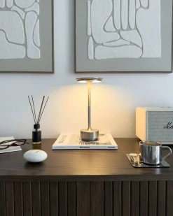 Lampada da tavolo senza fili a LED MAGO con dimmer Metallo Argento