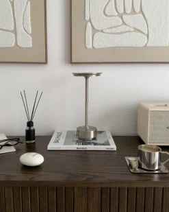 Lampada da tavolo senza fili a LED MAGO con dimmer Metallo Argento