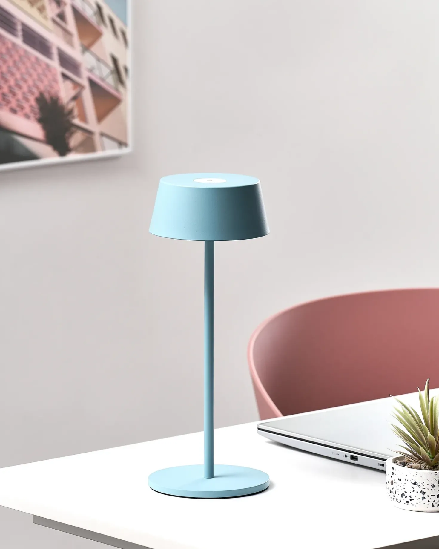 Lampada da tavolo senza fili a LED GUDER con dimmer Metallo Blu