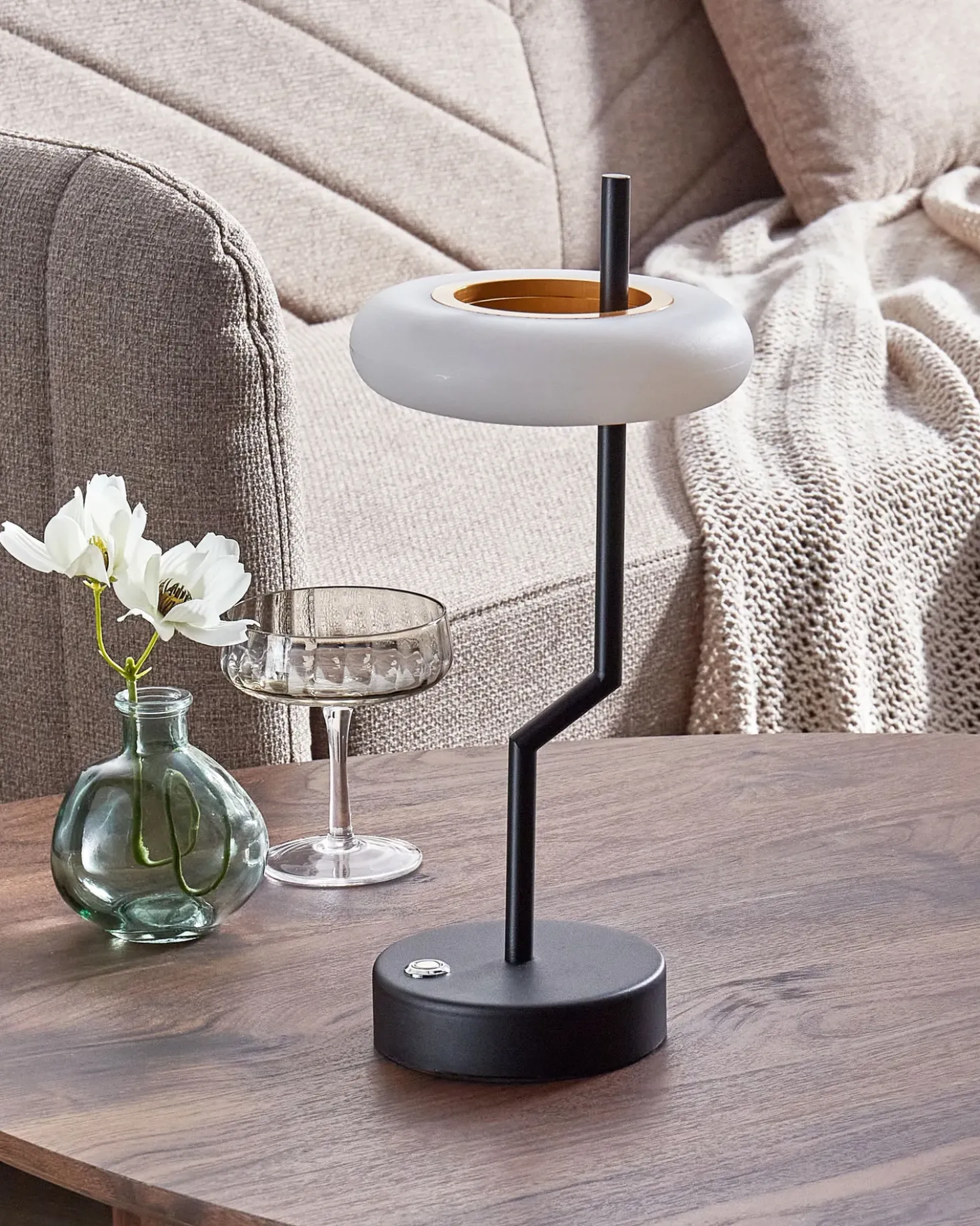Lampada da tavolo senza fili a LED ALVIELA con dimmer Metallo Nero