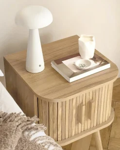 Lampada da tavolo senza fili a LED BOCONO con dimmer Metallo Bianco