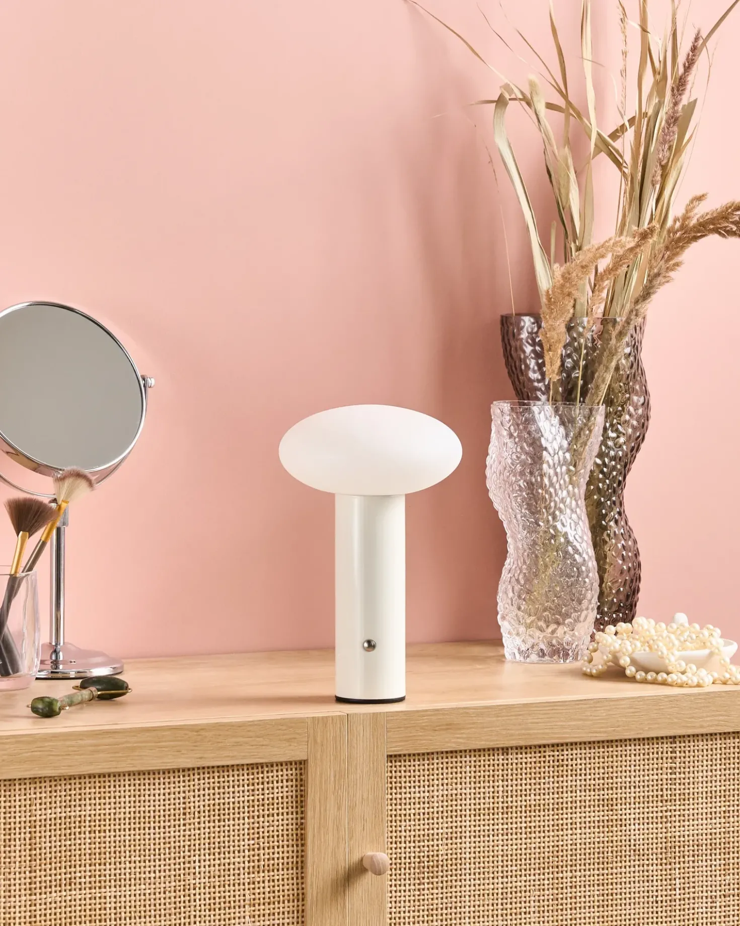 Lampada da tavolo senza fili a LED BUAYAN con dimmer Metallo Bianco