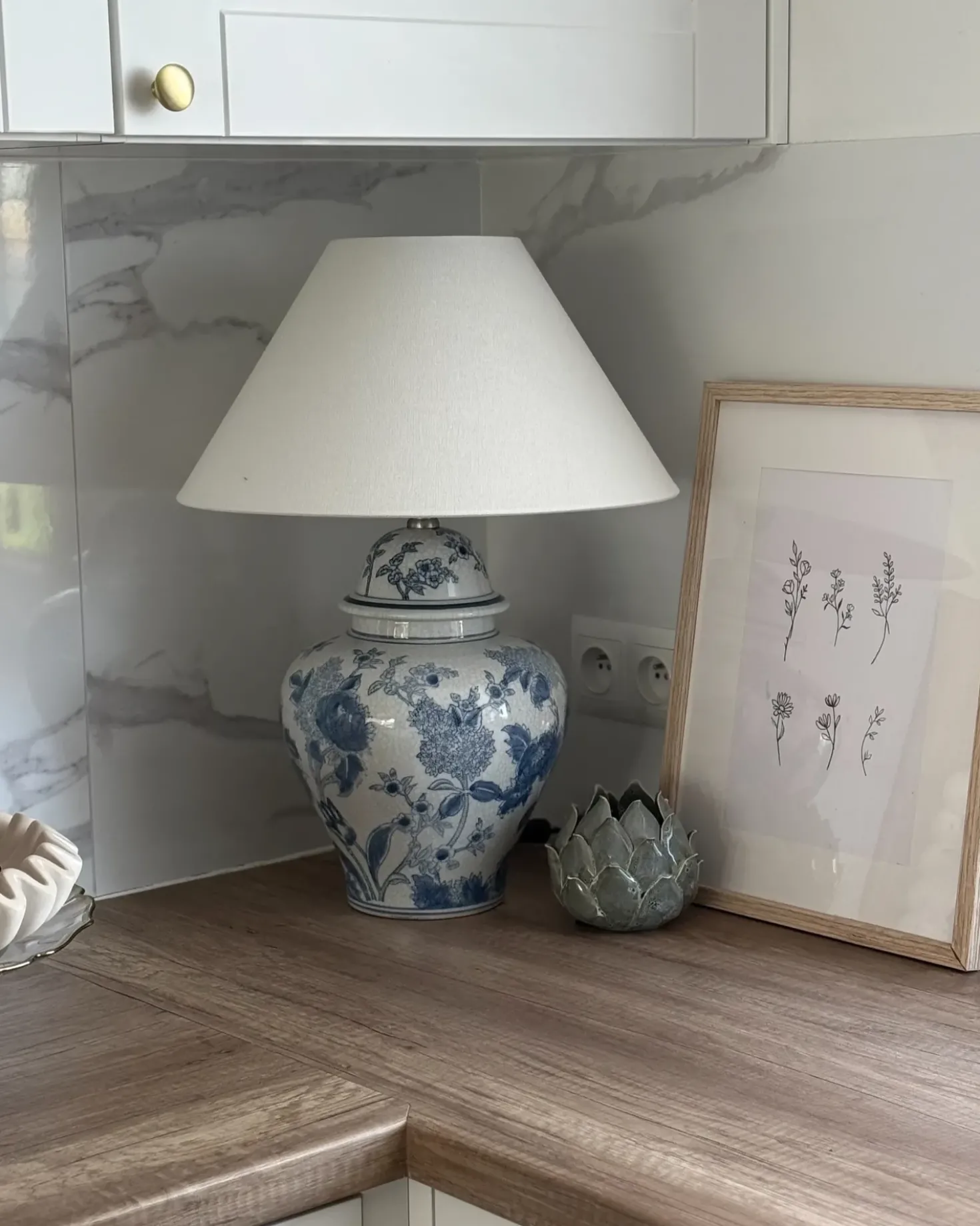 Lampada da tavolo SORRAIA Porcellana Bianco/Blu