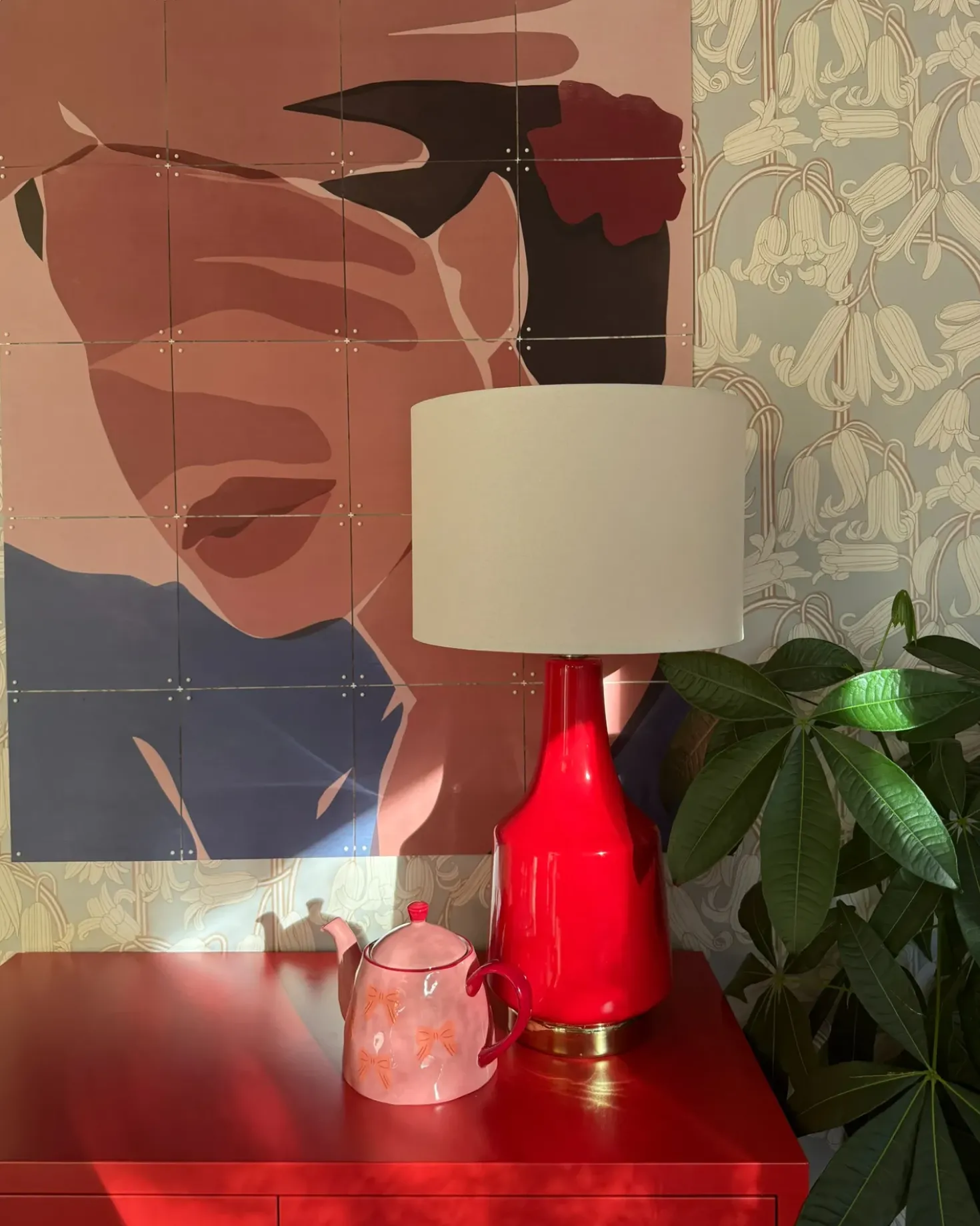 Lampada da tavolo TRIVERSA Ceramica Rosso