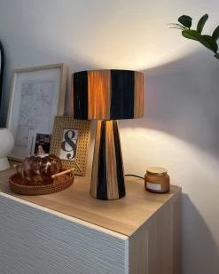 Lampada da tavolo WELMEL Vimini Marrone/Nero
