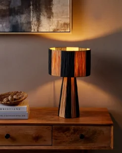 Lampada da tavolo WELMEL Vimini Marrone/Nero