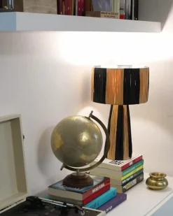 Lampada da tavolo WELMEL Vimini Marrone/Nero