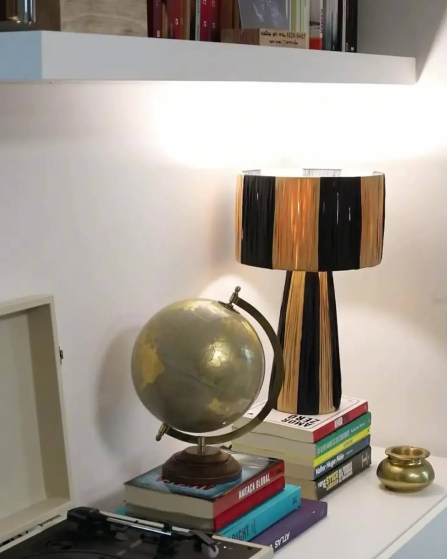 Lampada da tavolo WELMEL Vimini Marrone/Nero