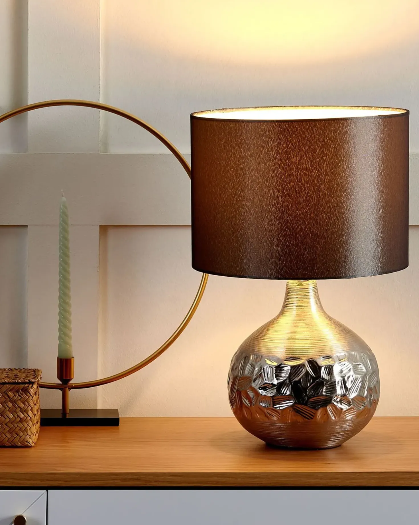 Lampada da tavolo YAKIMA Porcellana Grigio