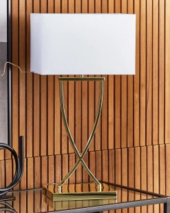 Lampada da tavolo YASUNI Metallo Bianco/Oro