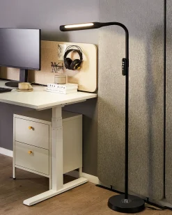 Lampada da terra a LED ARIES con telecomando con dimmer Metallo Nero