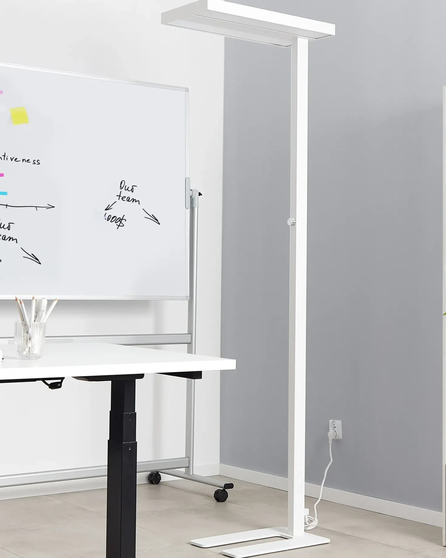 Lampada da terra a LED TAURUS con dimmer Metallo Bianco