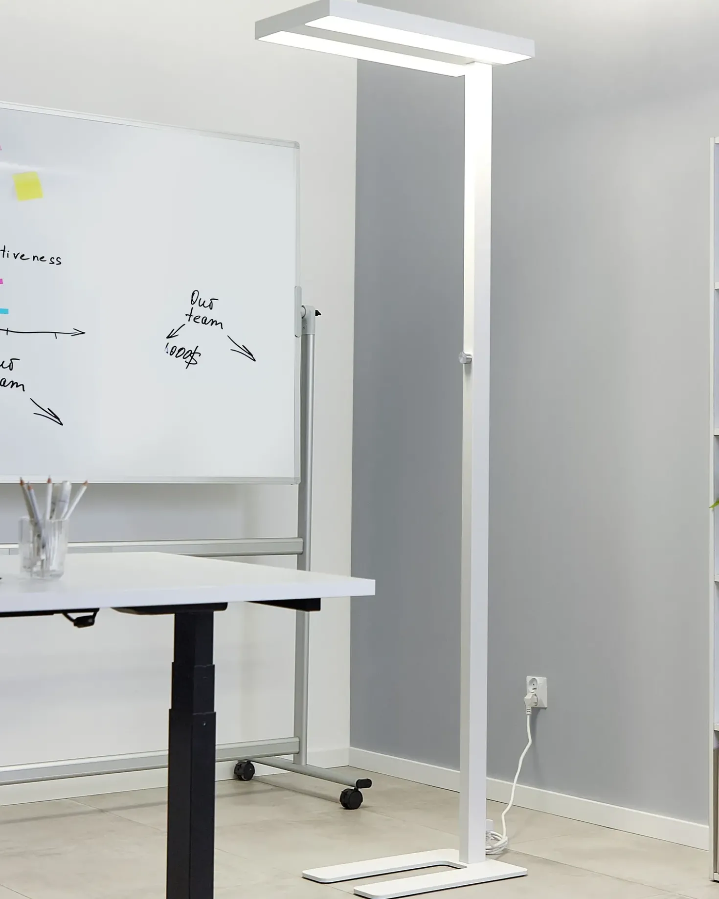 Lampada da terra a LED TAURUS con dimmer Metallo Bianco
