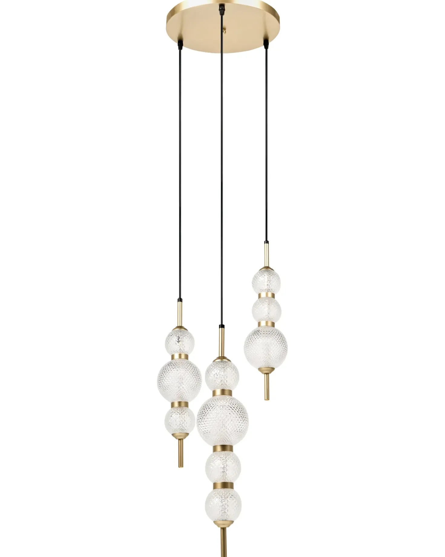 Lampadario a 3 luci ARAS LED Vetro Oro