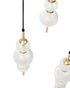 Lampadario a 3 luci ARAS LED Vetro Oro