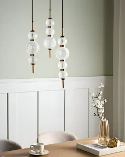 Lampadario a 3 luci ARAS LED Vetro Oro