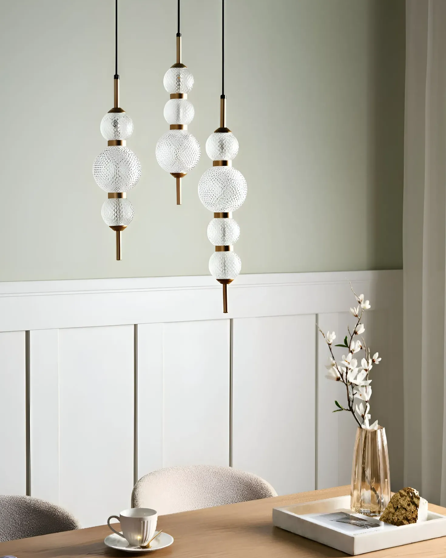 Lampadario a 3 luci ARAS LED Vetro Oro