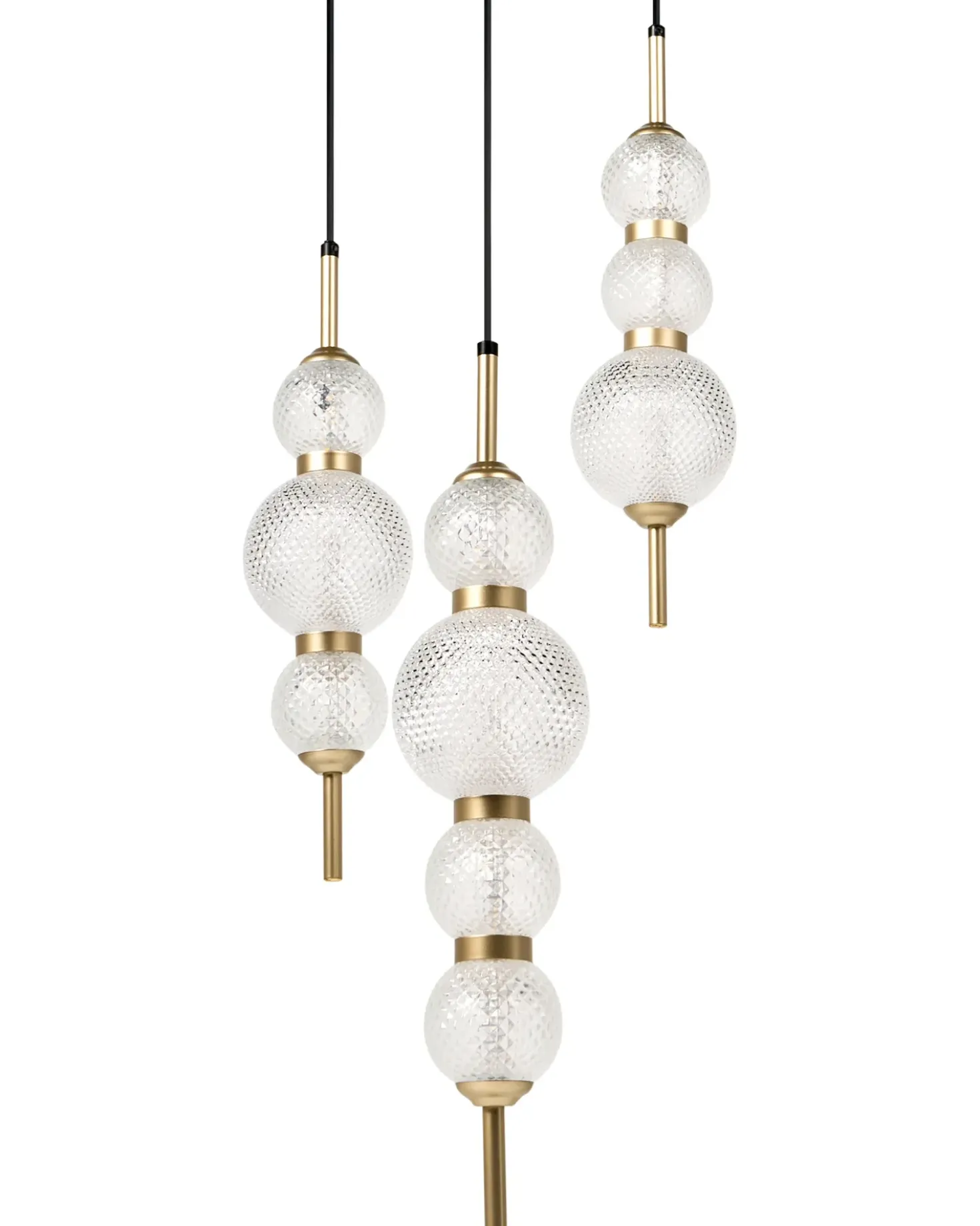 Lampadario a 3 luci ARAS LED Vetro Oro