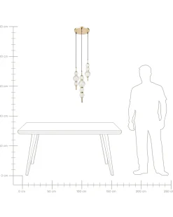 Lampadario a 3 luci ARAS LED Vetro Oro