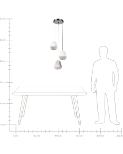 Lampadario a 3 luci HONDE Carta Bianco