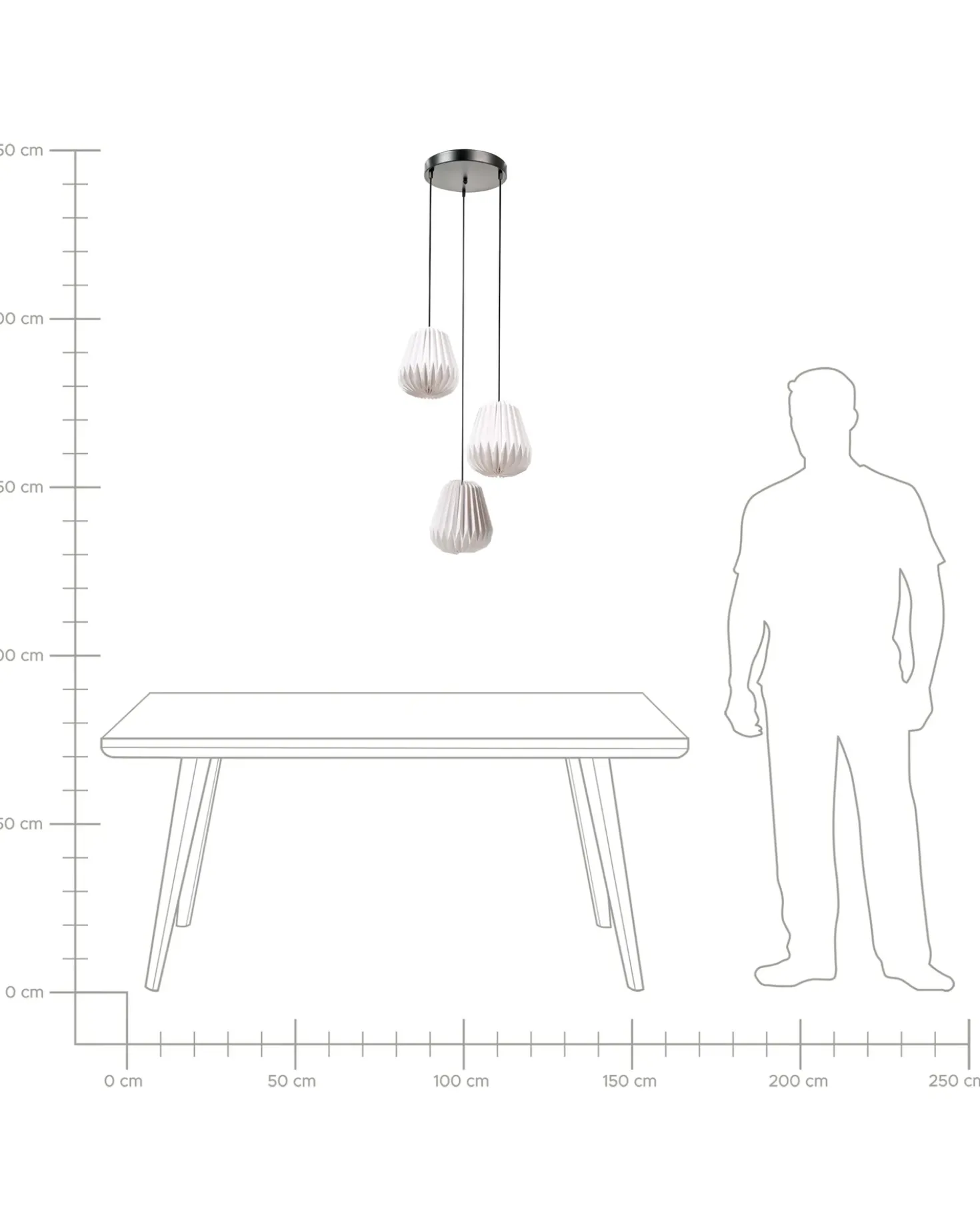 Lampadario a 3 luci HONDE Carta Bianco