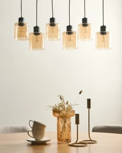Lampadario a 6 luci KITARE Vetro Beige