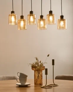 Lampadario a 6 luci KITARE Vetro Beige