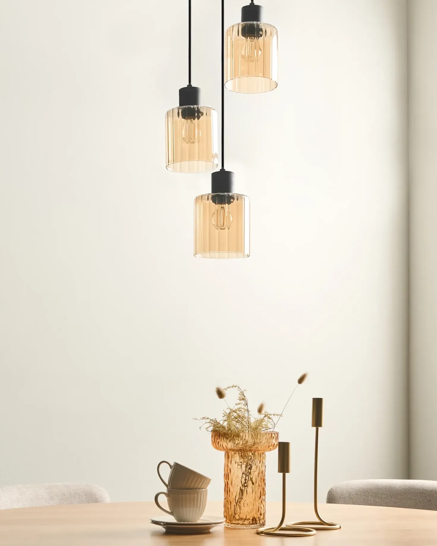Lampadario a 3 luci KITARE Vetro Beige
