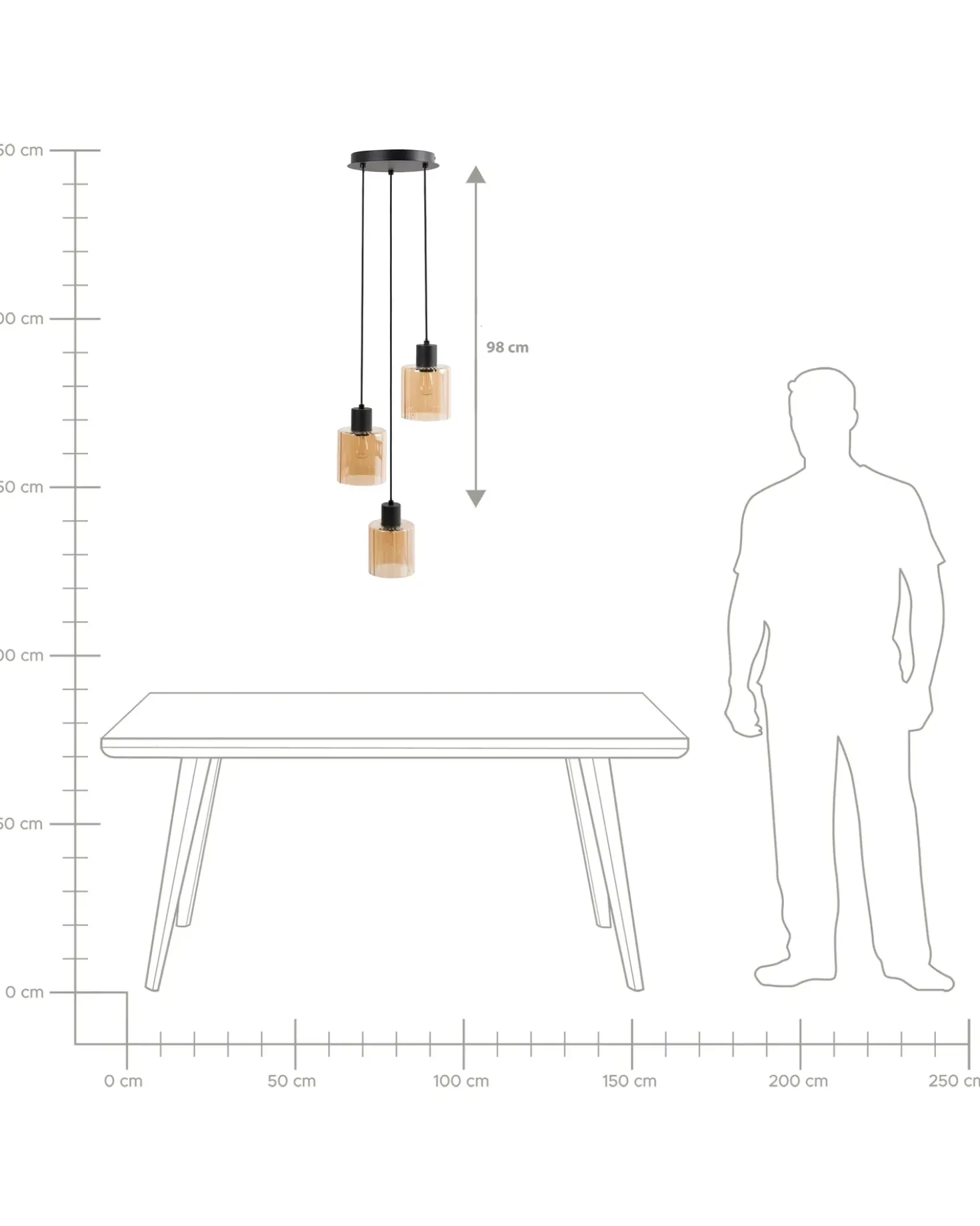 Lampadario a 3 luci KITARE Vetro Beige