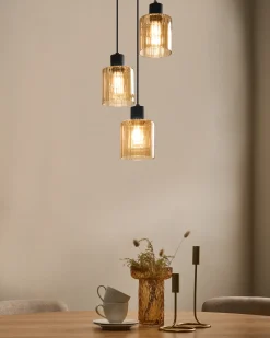 Lampadario a 3 luci KITARE Vetro Beige