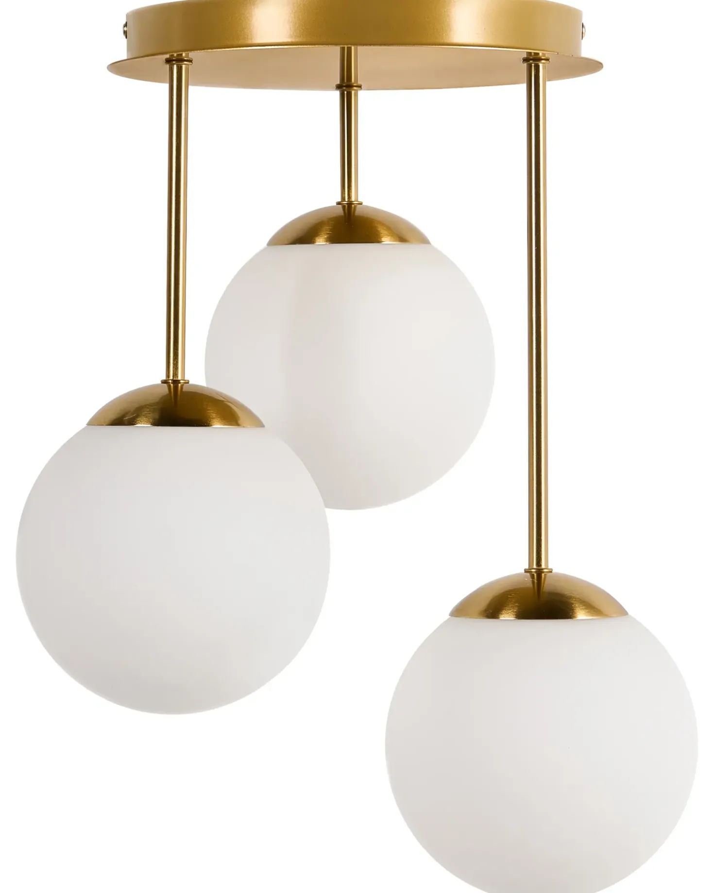 Lampadario a 3 luci RIANA Vetro Metallo Ottone