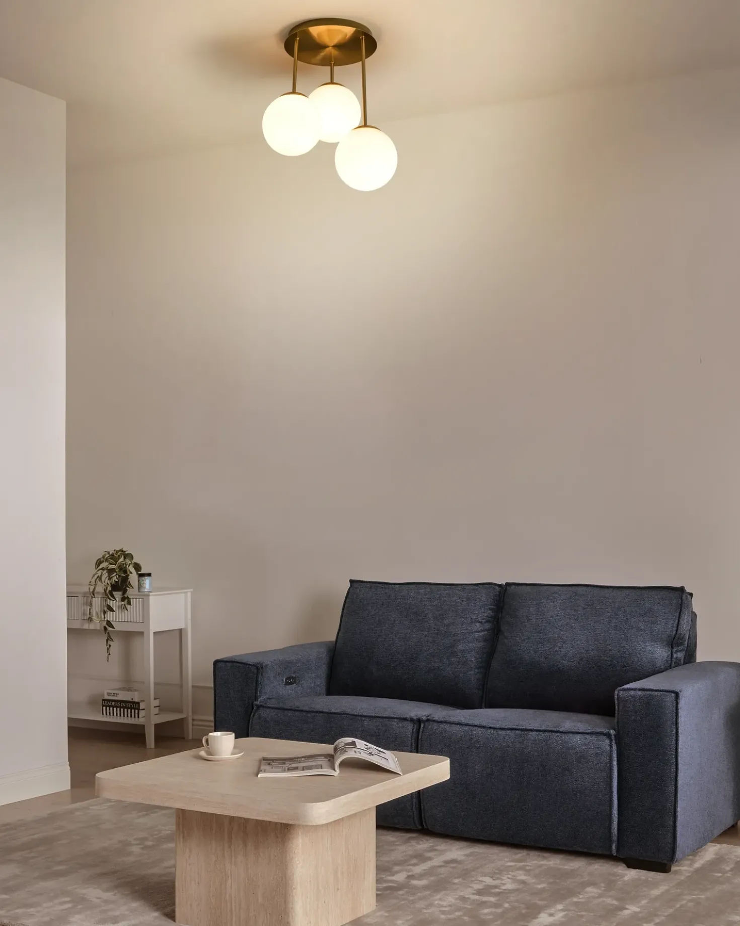 Lampadario a 3 luci RIANA Vetro Metallo Ottone