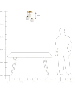 Lampadario a 3 luci RIANA Vetro Metallo Ottone