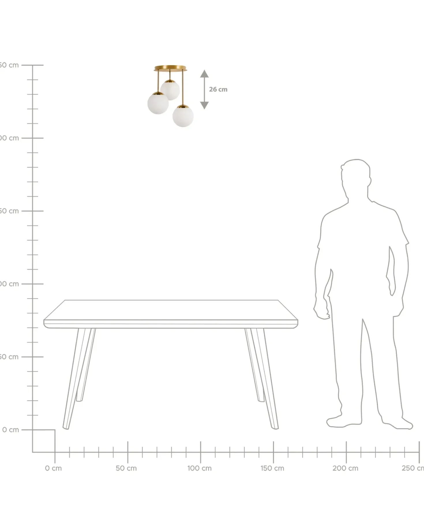 Lampadario a 3 luci RIANA Vetro Metallo Ottone