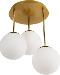 Lampadario a 3 luci RIANA Vetro Metallo Ottone