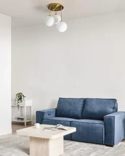 Lampadario a 3 luci RIANA Vetro Metallo Ottone