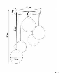 Lampadario a 5 luci RIANA Metallo Ottone
