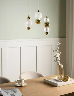 Lampadario a 3 luci SORA LED Vetro Oro