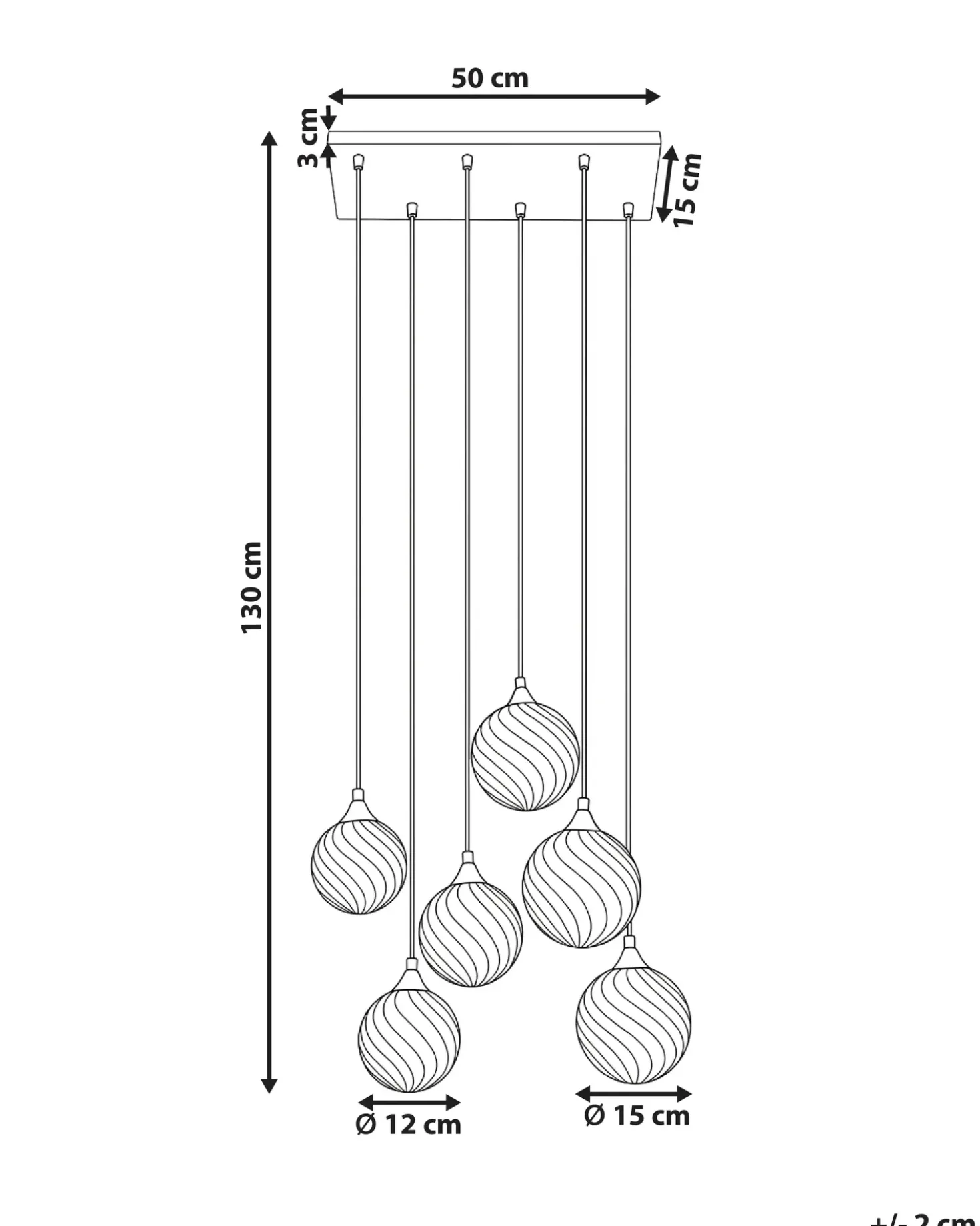 Lampadario a 6 luci TUDDI Vetro Multicolore