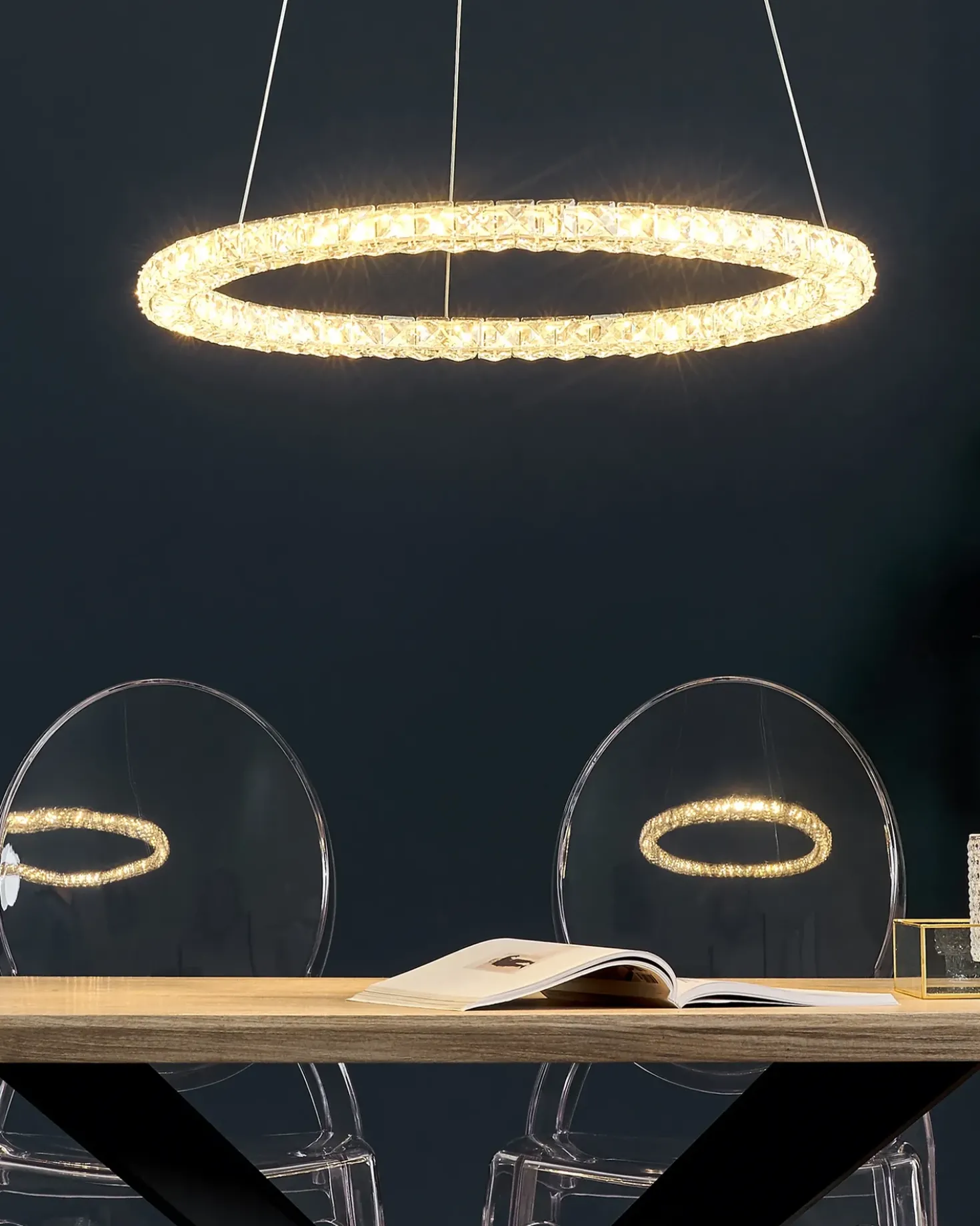 Lampadario a LED MAGAT Cristallo Argento