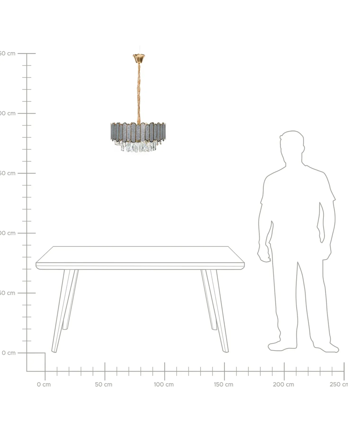Lampadario AGUARICO Vetro Ottone