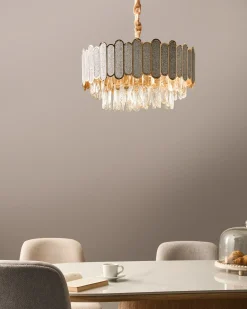 Lampadario AGUARICO Vetro Ottone