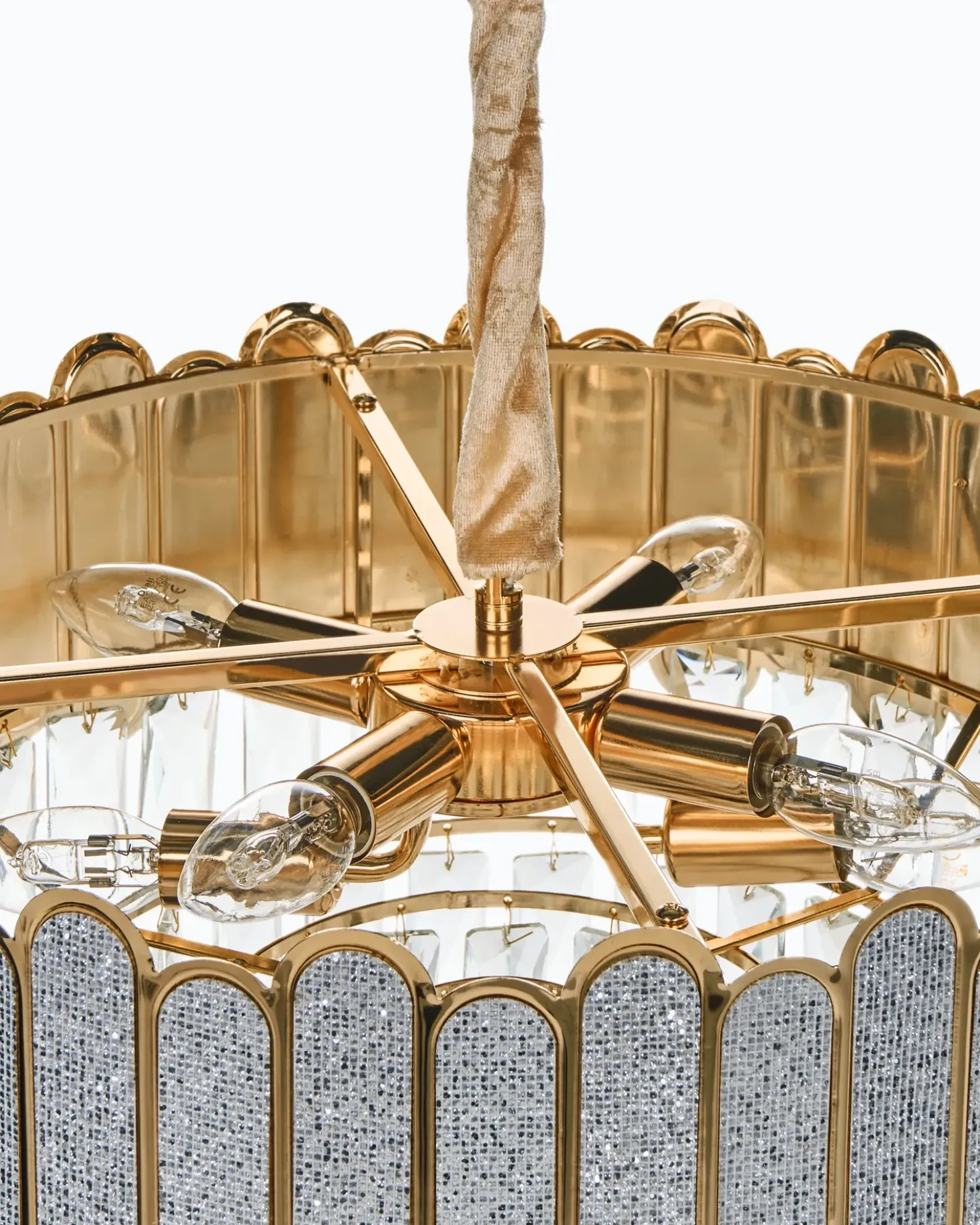 Lampadario AGUARICO Vetro Ottone