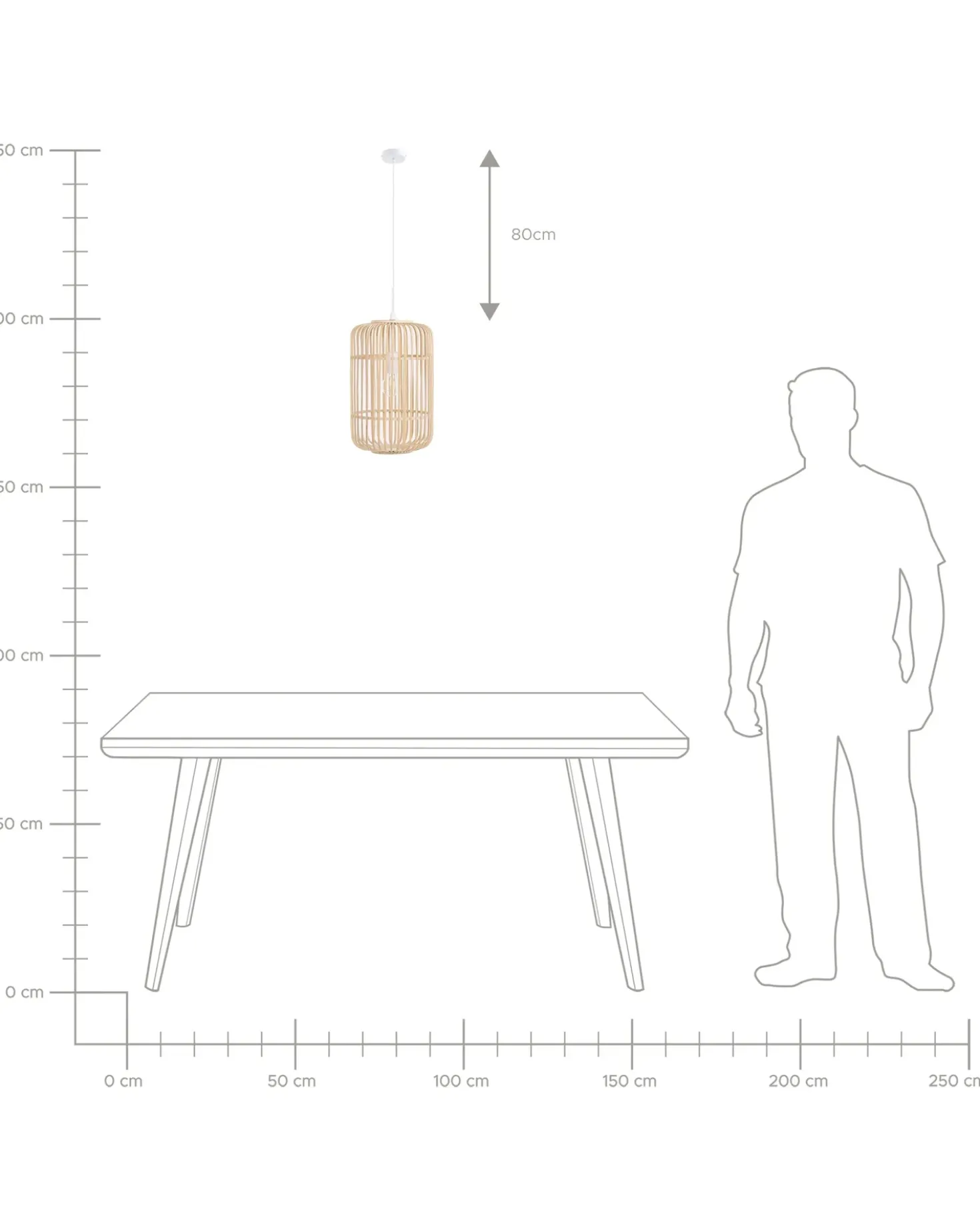 Lampadario AISNE Bambù Marrone chiaro
