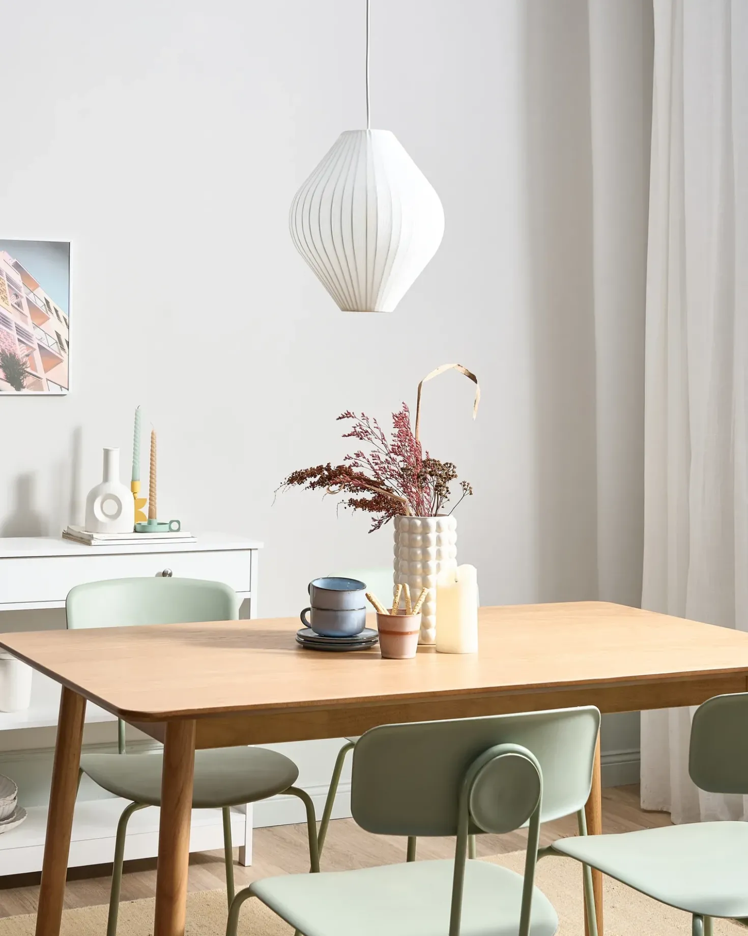 Lampadario ALME Tessuto Bianco
