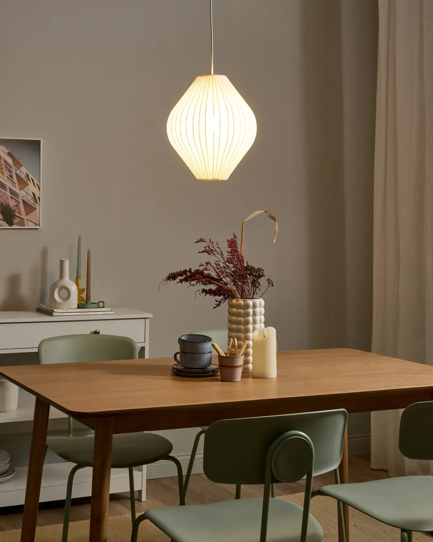 Lampadario ALME Tessuto Bianco