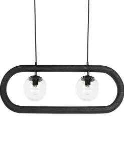 Lampadario AYENSU Legno di mango Nero