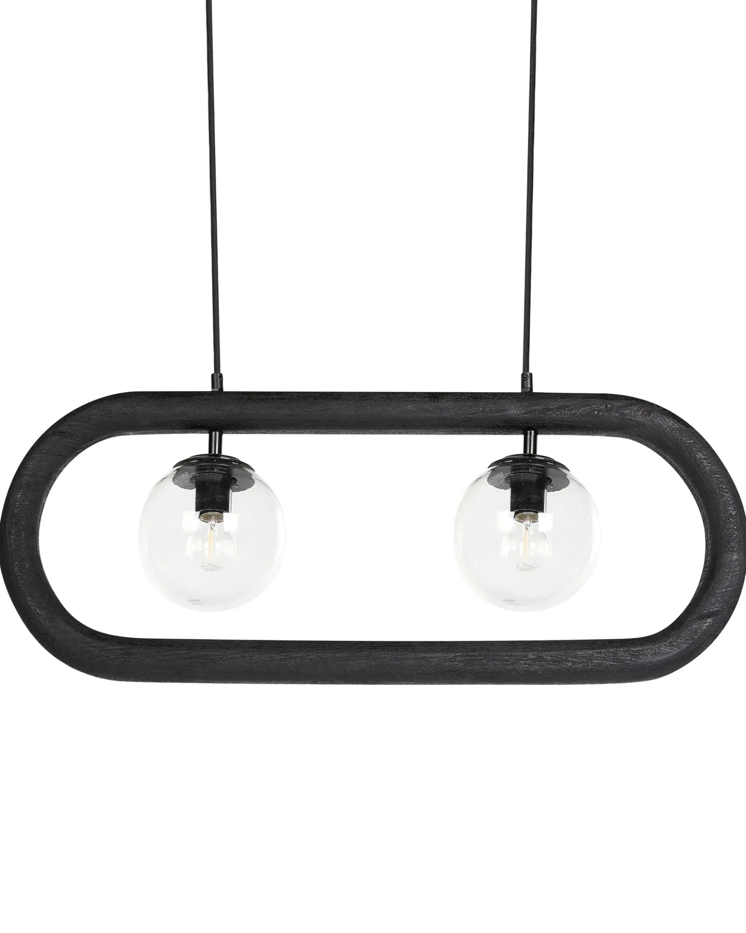 Lampadario AYENSU Legno di mango Nero