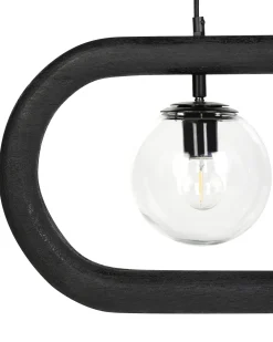 Lampadario AYENSU Legno di mango Nero